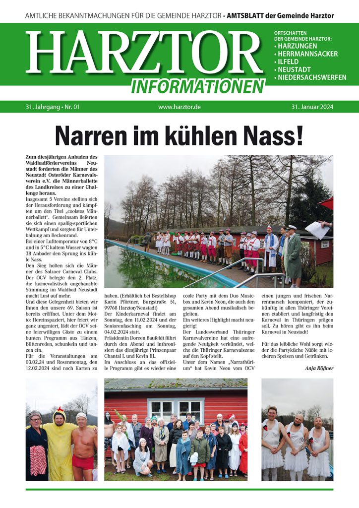 Titelblatt der Harztor Informationen Heft 1 2024.