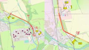 Zwei Ausschnitte aus Landkarten, die die beiden geplanten Bauabschnitte auf der B4 zwischen Nordhausen und Niedersachswerfen zeigen.