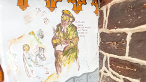 Zeitgenössische Wandmalerei von Burkhards, Kaplan auf der Burg Hohnstein