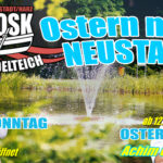 Werbeplakat für das Osterprogramm am Kiosk am Gondelteich in Neustadt/Harz.