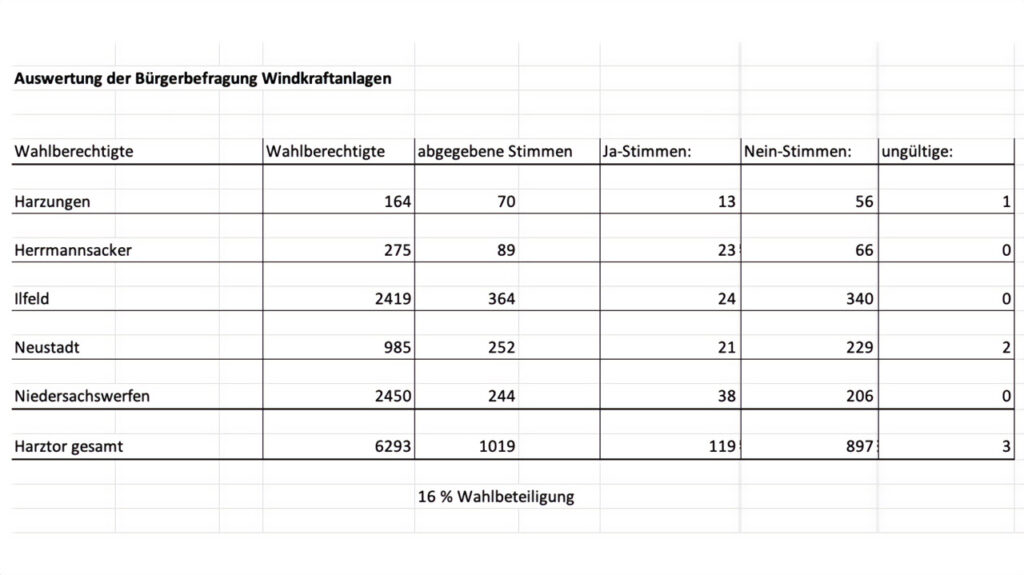 Auswertung der Bürgerbefragung zu Windkraftanlagen