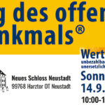 Plakat: Tag des offenen Denkmals im Neuen Schloss Neustadt am Sonntag, 14.09.2025, 10–15 Uhr
