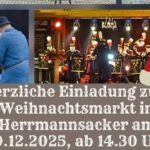 Flyer als Einladung zum Weihnachtsmarkt in Herrmannsacker am 20. Dezember