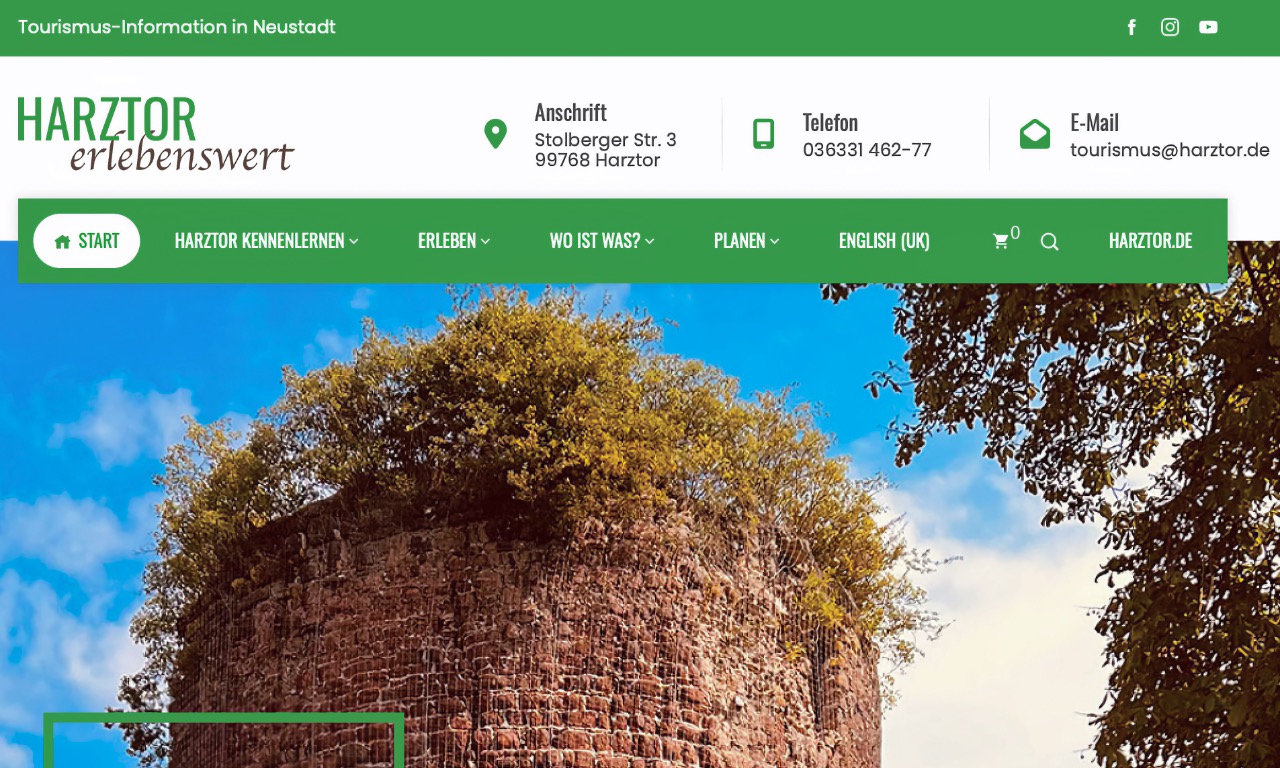 Neue Webseite für Tourismus in Neustadt und ganz Harztor
