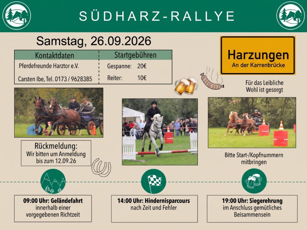 S&uuml;dharz-Rallye der Pferdefreunde kommt nach Harzungen