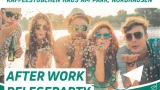 Stimmungsvolles Beitragsbild für die After Work Pflegeparty: Fünf junge, lachende Menschen blasen bei sonnigem Wetter buntes Konfetti in die Luft. Die Personen tragen Sonnenbrillen und Freizeitkleidung. Ein weißer Textkasten im Vordergrund trägt die Aufschrift „AFTER WORK PFLEGEPARTY“. Am oberen Bildrand sind das Veranstaltungsdatum (27. Februar 2026) und der Ort (Nordhausen) vermerkt.