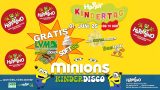 Plakat für den "Happy Kindertag" am 1. Juni 2025 ab 14 Uhr im Happylino Familien-Erlebnis-Center Nordhausen. Angeboten werden u.a. gratis Softeis, Stoppersocken (LVM Versicherung), XXL-Seifenblasen, Basteln und eine Minions-Kinderdisco. Buntes, kinderfreundliches Design mit Minions-Figuren.